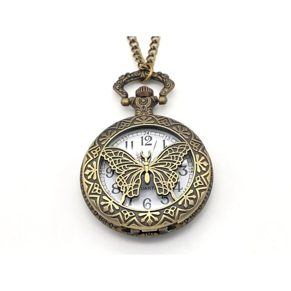 Elegant Butterfly Pocket Watch – Pendant Necklace Inspired by Nature’s Beauty - Picture 2 of 9
